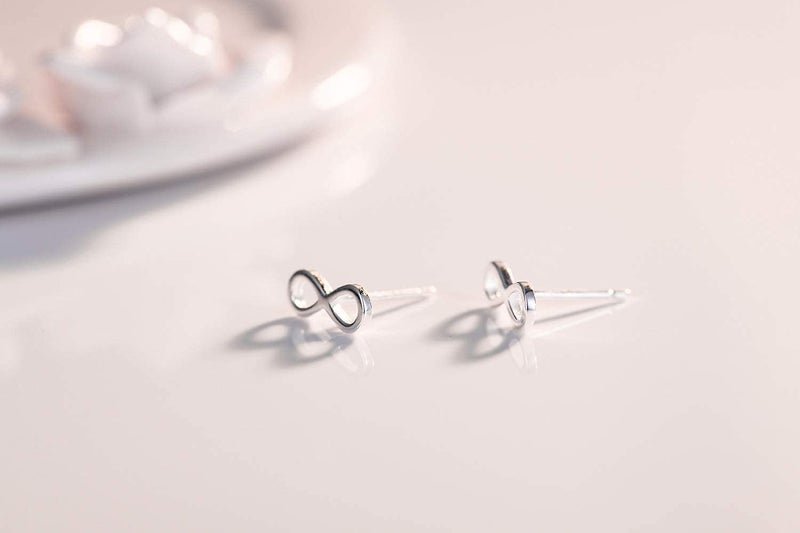 Izpack Minimalist Infinity Tiny 925 Sterling Silver Cartilage Tragus Small Stud Earrings for Women Sensitive Ears Cute Mini Huggie Post - Image 4